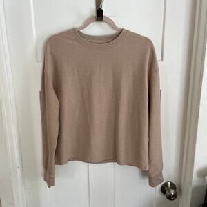 Thread and Supply Long Sleeve Boxy Ribbed Top Women's S Sandwashed